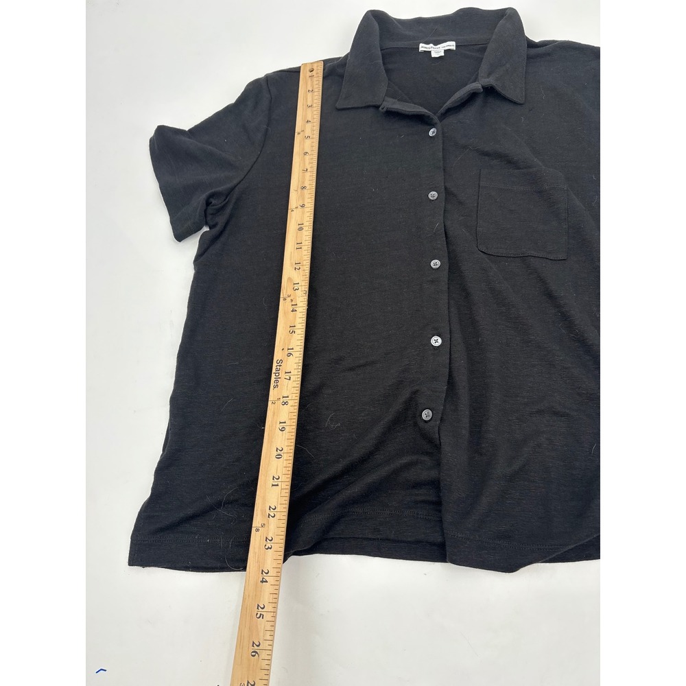 James Perse Los Angeles Black Linen Blend Button Front Shirt WPLJ3838 Size 4 - Picture 5 of 6